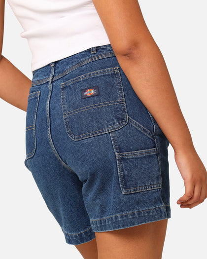Dickies Women's 1997 A Line Denim Carpenter Shorts Stone Washed Indigo