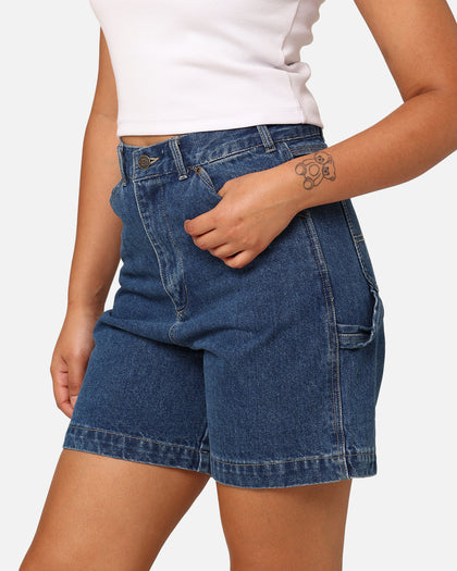 Dickies Women's 1997 A Line Denim Carpenter Shorts Stone Washed Indigo