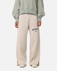 Nike Women's Sportswear Pheonix Fleece Wide Leg Logo Pants Light Orewood Brown