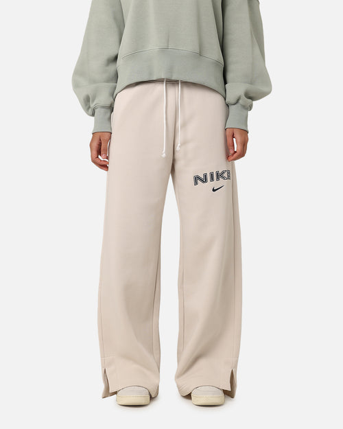Nike Women's Sportswear Pheonix Fleece Wide Leg Logo Pants Light Orewood Brown