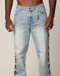 Saint Morta Rip Gothic Psykhe Jeans Superwash Blue