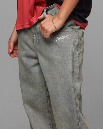 Loiter Star Walker Wide Leg Jean Washed Blue