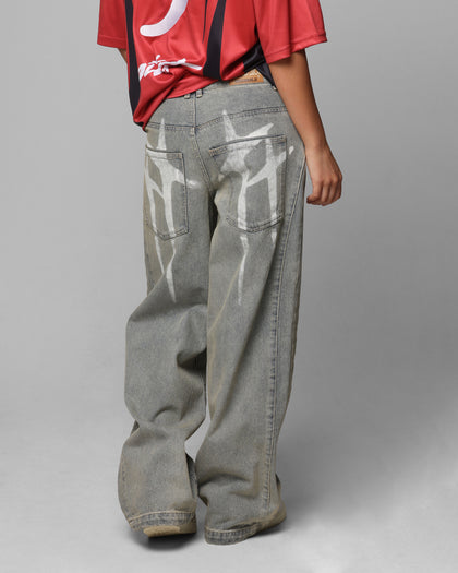 Loiter Star Walker Wide Leg Jean Washed Blue