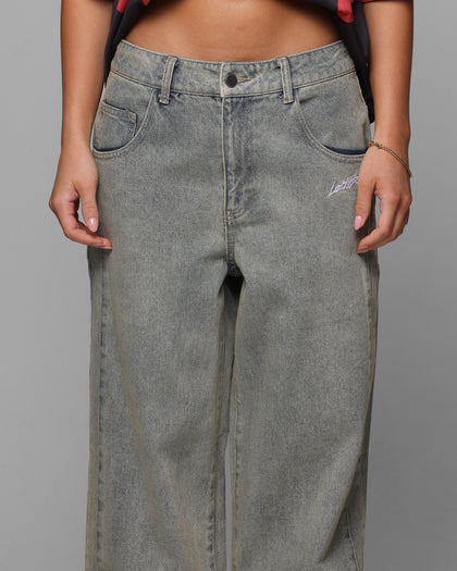Loiter Star Walker Wide Leg Jean Washed Blue