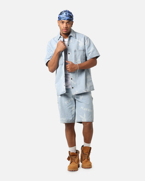 Playboy Carpenter Print Shorts Light Indigo