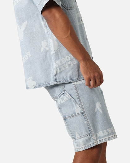 Playboy Carpenter Print Shorts Light Indigo
