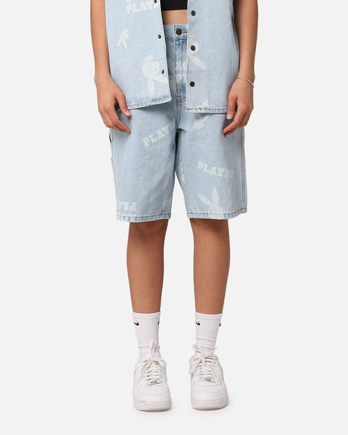 Playboy Carpenter Print Shorts Light Indigo