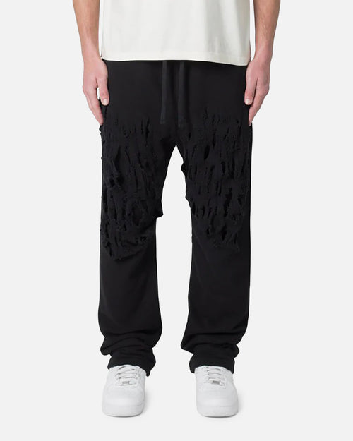 MNML Shred Layered Baggy Sweatpants Black
