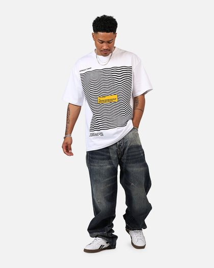 MNML Ultra Baggy Shadow Patch Denim Jeans Light Blue Wash