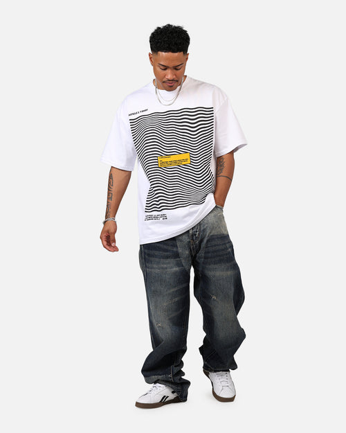 MNML Ultra Baggy Shadow Patch Denim Jeans Light Blue Wash