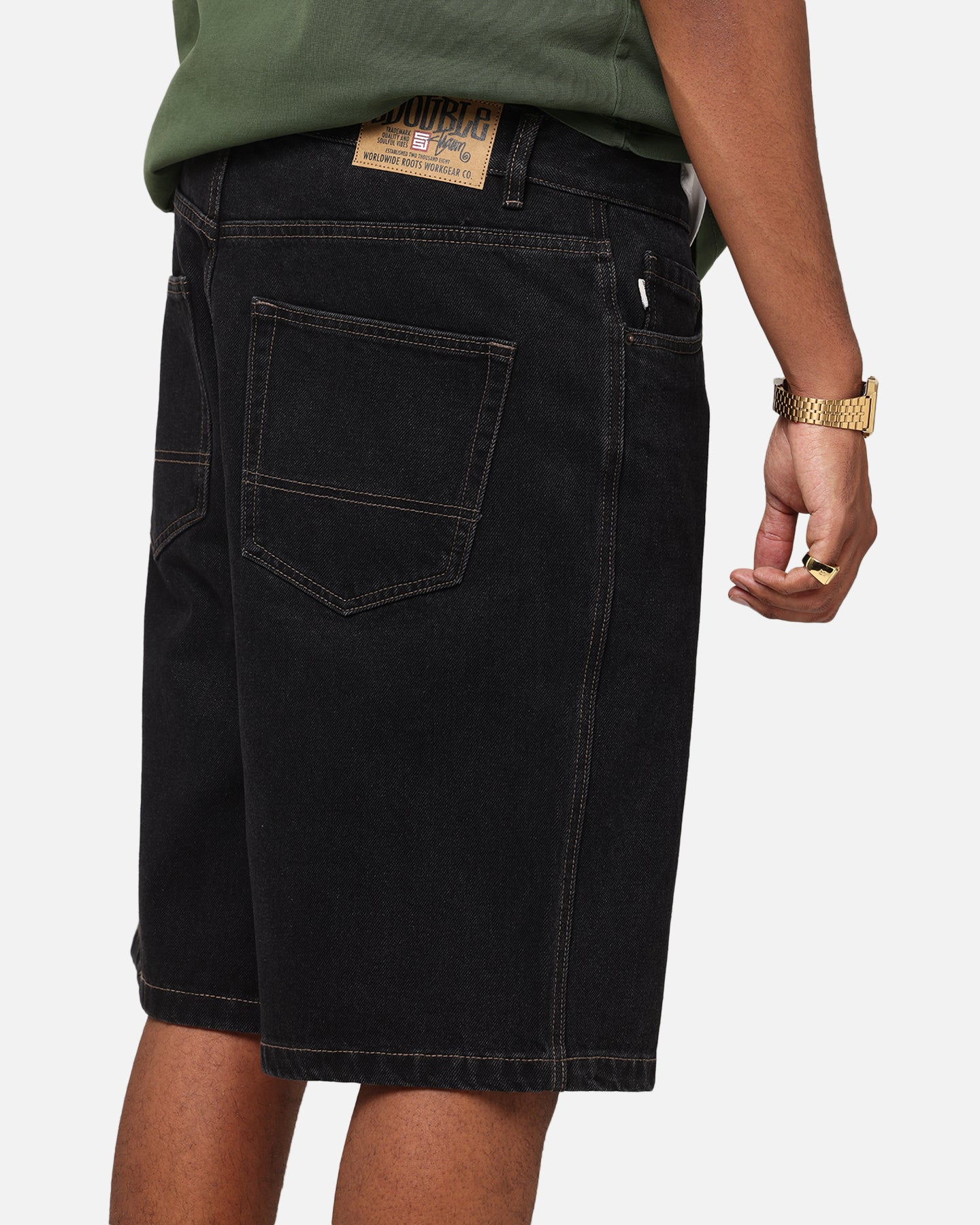 S Double Denim Standard Shorts Black Wash | Culture Kings