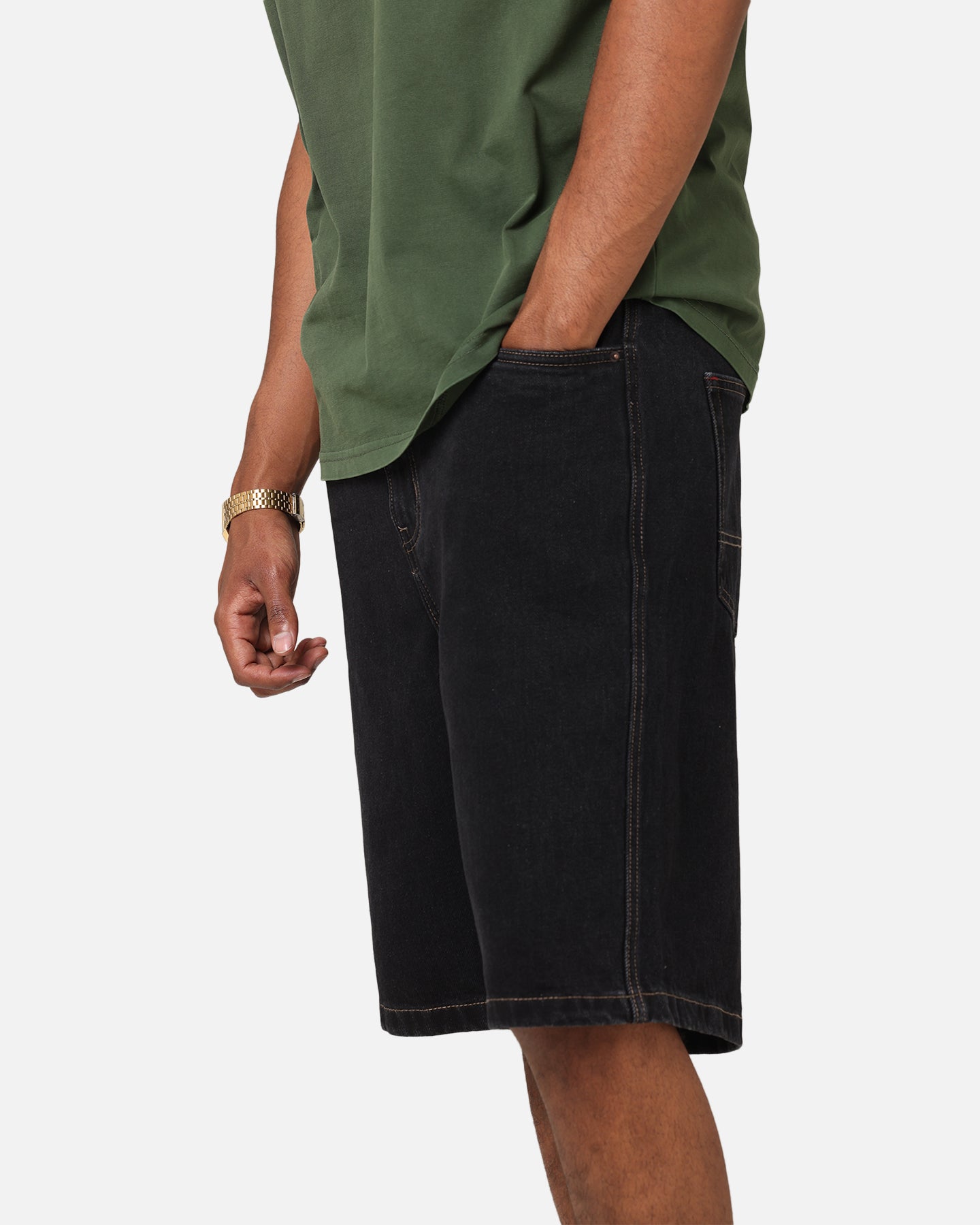 S Double Denim Standard Shorts Black Wash | Culture Kings