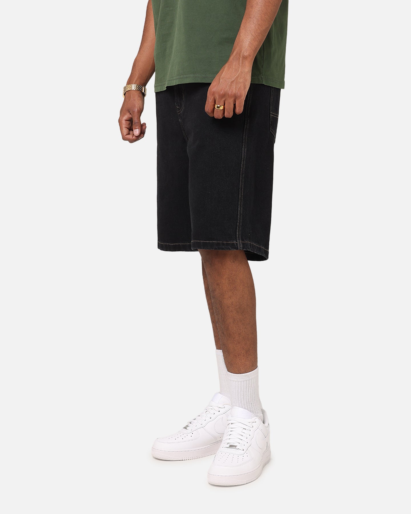 S Double Denim Standard Shorts Black Wash | Culture Kings