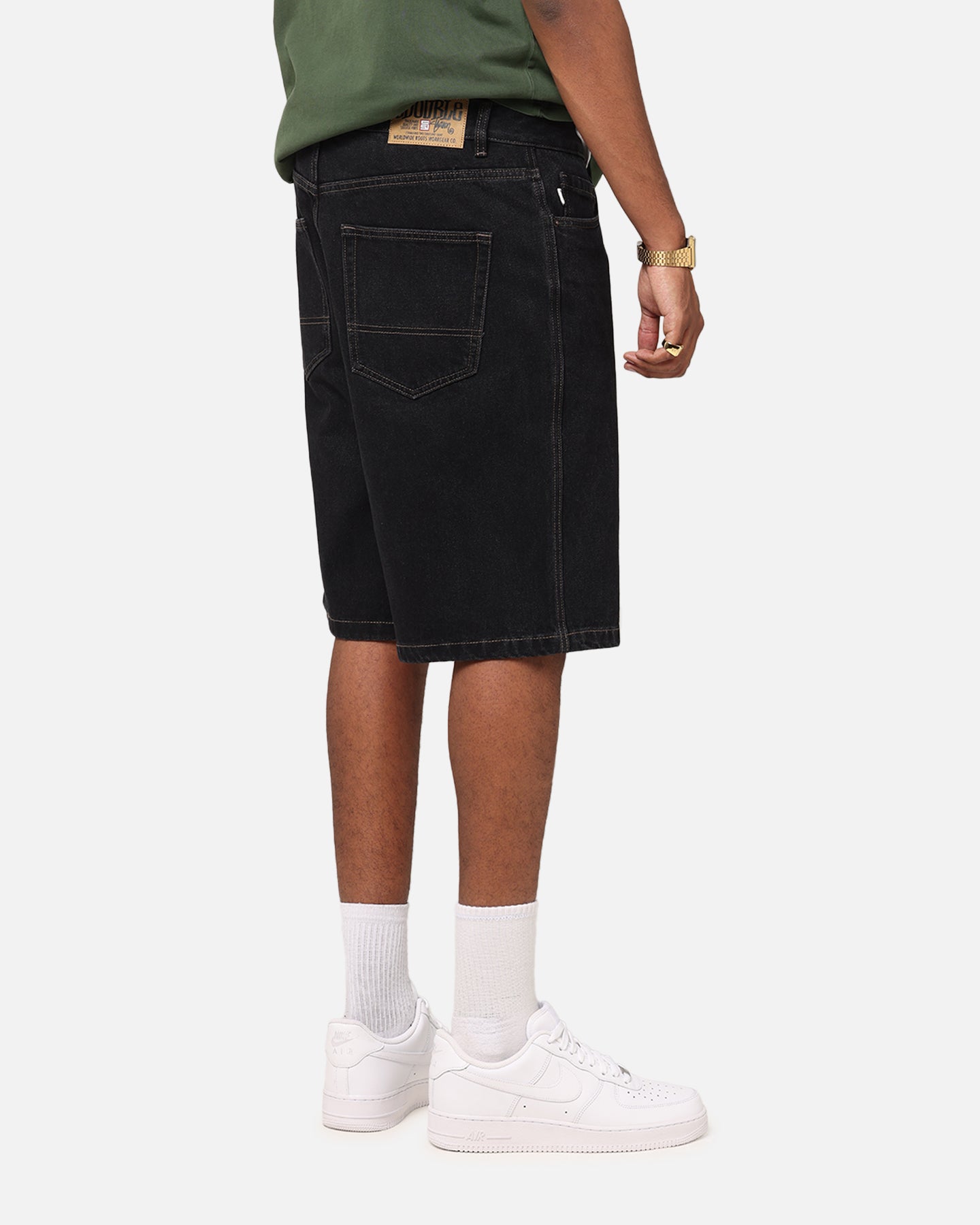 S Double Denim Standard Shorts Black Wash | Culture Kings