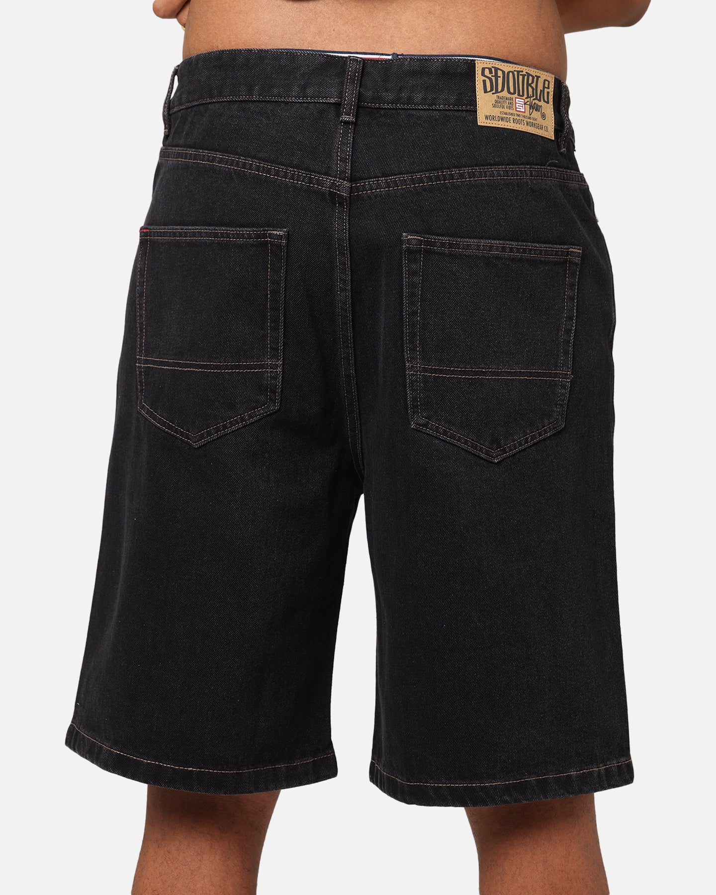 S Double Denim Standard Shorts Black Wash | Culture Kings