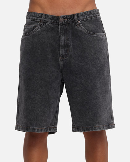 S Double Denim Standard Shorts Faded Black