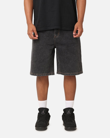S Double Denim Standard Shorts Washed Black