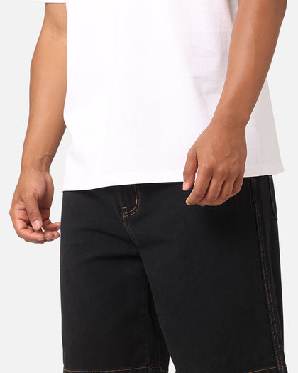 S Double Print Denim Standard Shorts Black