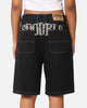 S Double Print Denim Standard Shorts Black