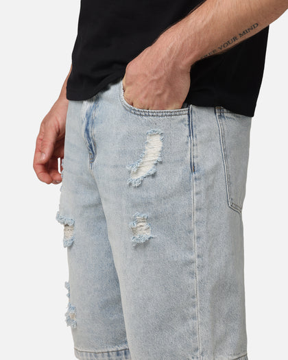 Saint Morta Disrupt Denim Shorts Light Blue Denim
