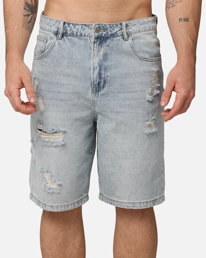 Saint Morta Disrupt Denim Shorts Light Blue Denim