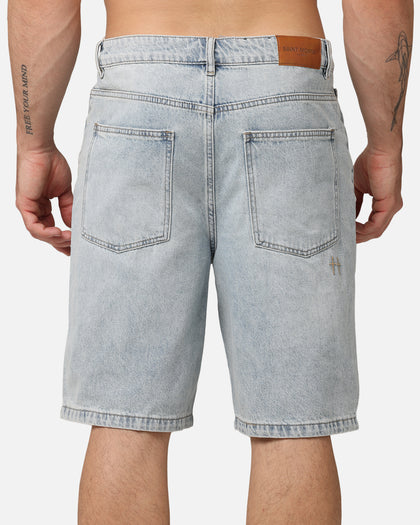 Saint Morta Disrupt Denim Shorts Light Blue Denim