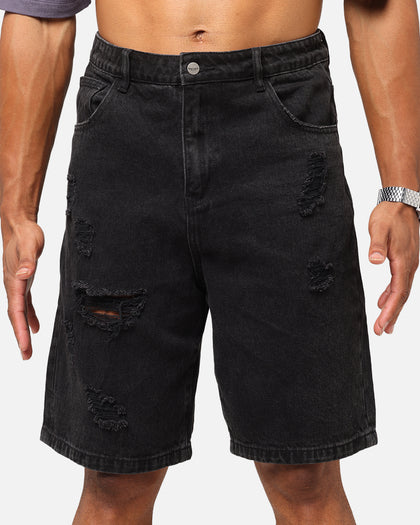 Saint Morta Disrupt Denim Shorts Washed Black