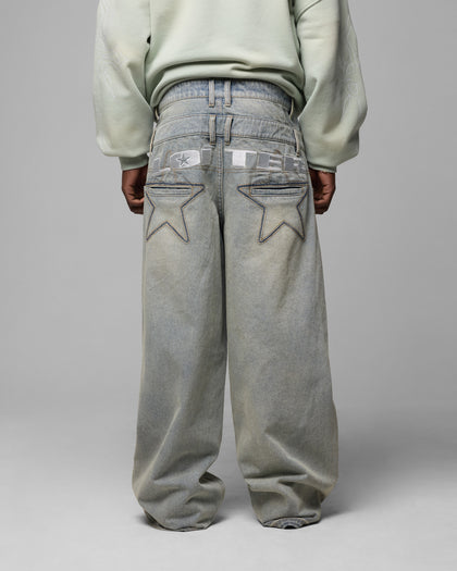 Loiter Star Layered Jeans Washed Blue