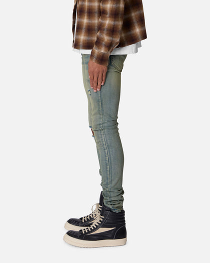 MNML X721 Dusted Skinny Denim Jeans Sun Washed Blue
