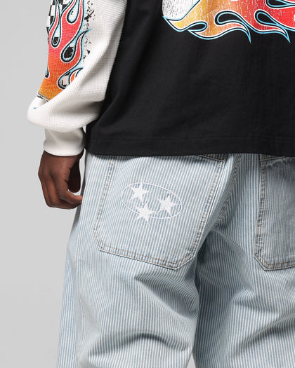 Loiter Collateral Baggy Jeans Blue Pin Stripe