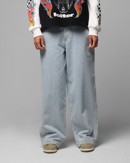 Loiter Collateral Baggy Jeans Blue Pin Stripe