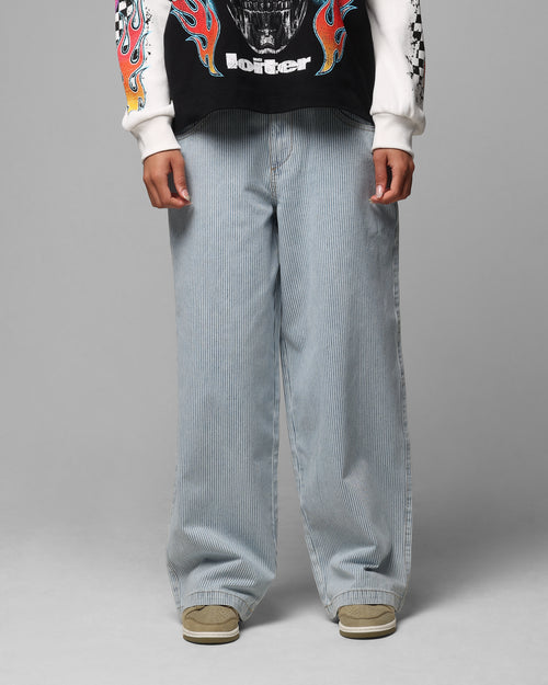 Loiter Collateral Baggy Jeans Blue Pin Stripe