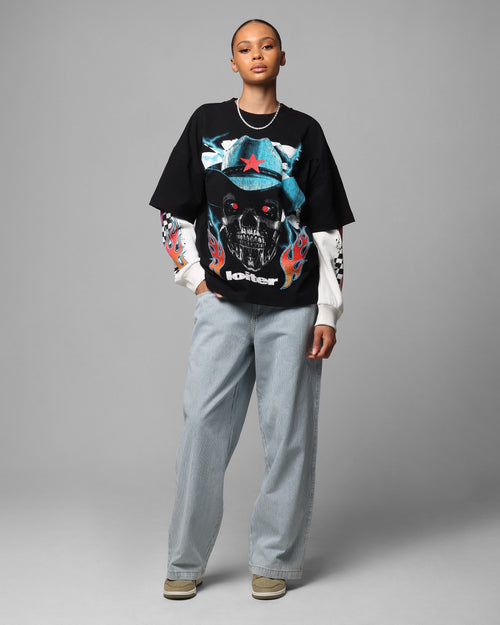 Loiter Collateral Baggy Jeans Blue Pin Stripe