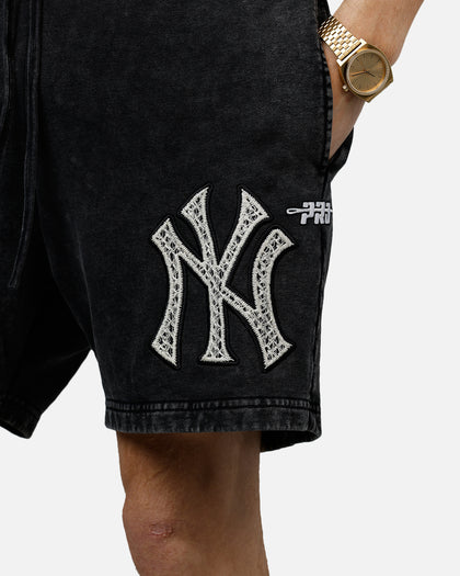 Pro Standard New York Yankees Raffia Shorts Black Acidwash