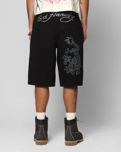 Ed Hardy Dragon Jorts Black