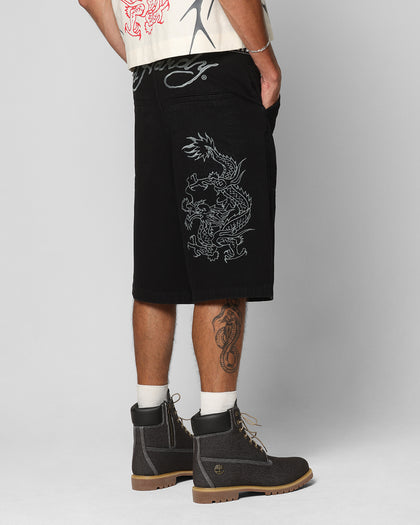 Ed Hardy Dragon Jorts Black