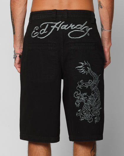 Ed Hardy Dragon Jorts Black