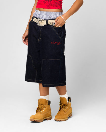 Ed Hardy Dragon Jorts Indigo