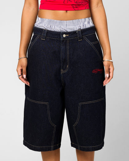 Ed Hardy Dragon Jorts Indigo