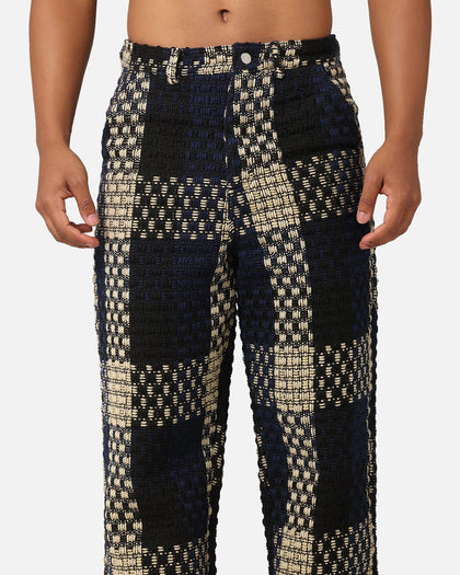 XXIII Textured Weave Pants Blue/Black/Yellow