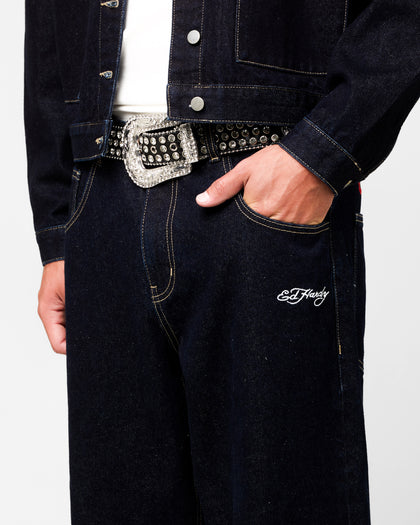Ed Hardy Wide Leg Jeans Indigo Denim