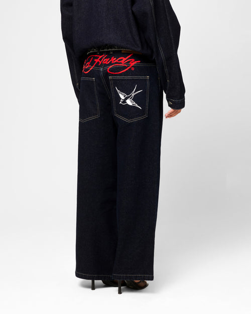 Ed Hardy Wide Leg Jeans Indigo Denim