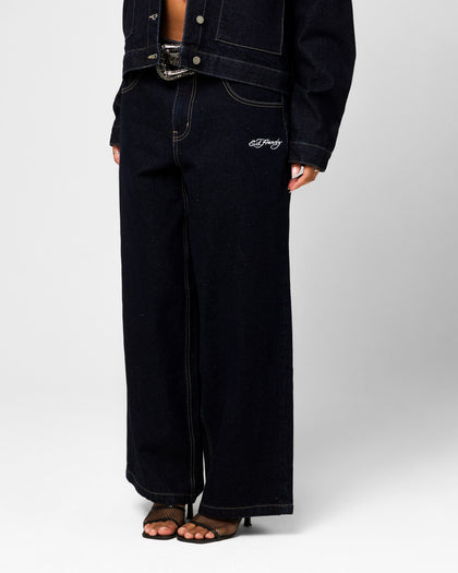 Ed Hardy Wide Leg Jeans Indigo Denim