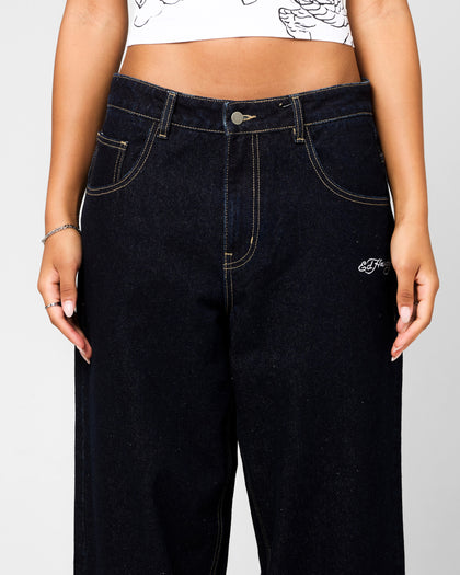 Ed Hardy Wide Leg Jeans Indigo Denim