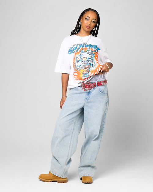 Ed Hardy Wide Leg Skull Jeans Light Blue