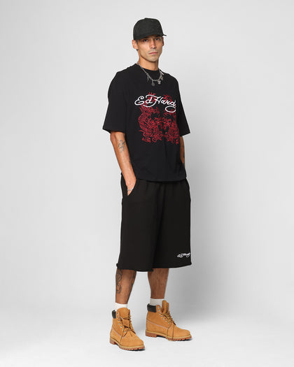 Ed Hardy Baggy Fleece Shorts Black