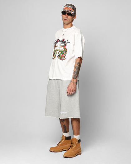 Ed Hardy Baggy Fleece Shorts Grey Marle