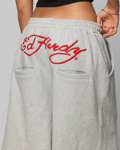 Ed Hardy Baggy Fleece Shorts Grey Marle