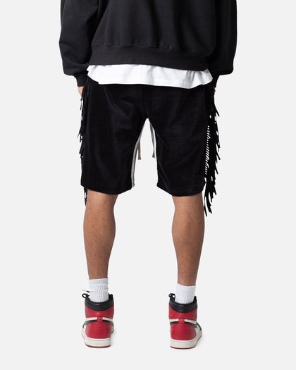 MNML Fringe Velour Sweat Shorts Black