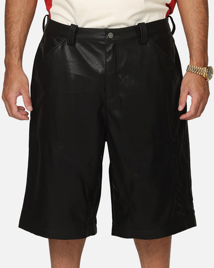 Loiter Motor PU Leather Shorts Black